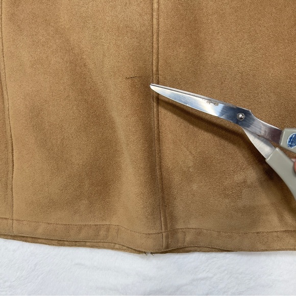 Talbots Women's Faux Shearling Jacket Tan Cream/ Off White Trim Size Large - Picture 12 of 14